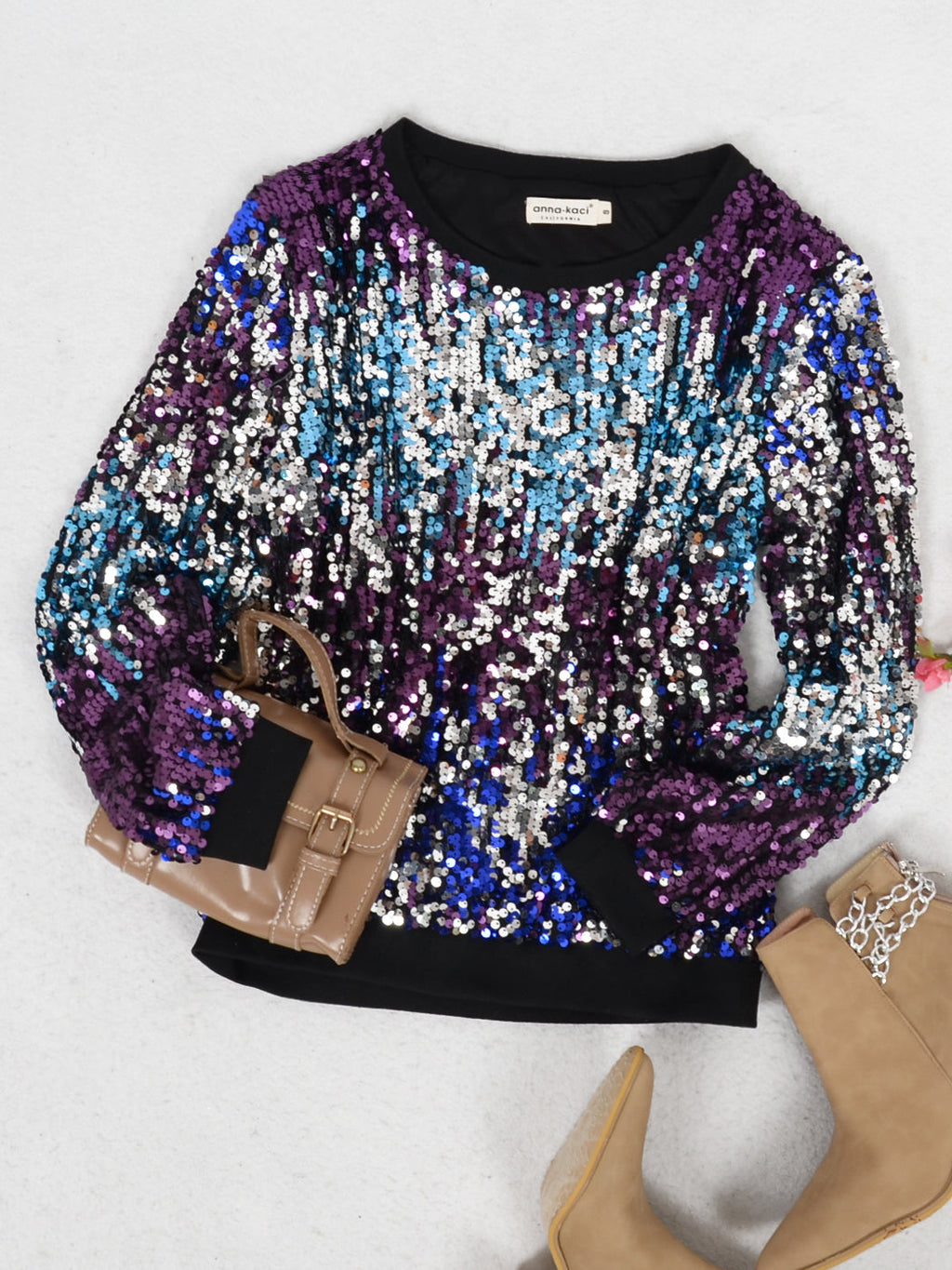 Sudadera con capucha y mangas largas con lentejuelas brillantes 