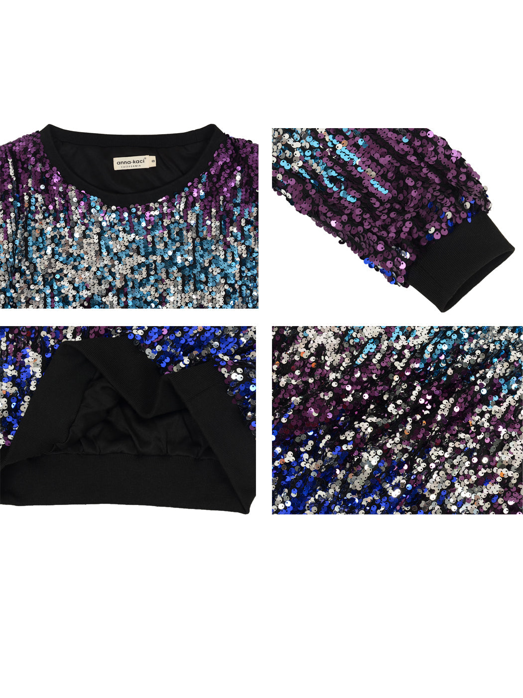 Sudadera con capucha y mangas largas con lentejuelas brillantes 