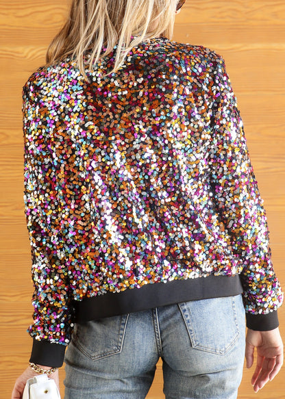 Sudadera con capucha y mangas largas con lentejuelas brillantes 