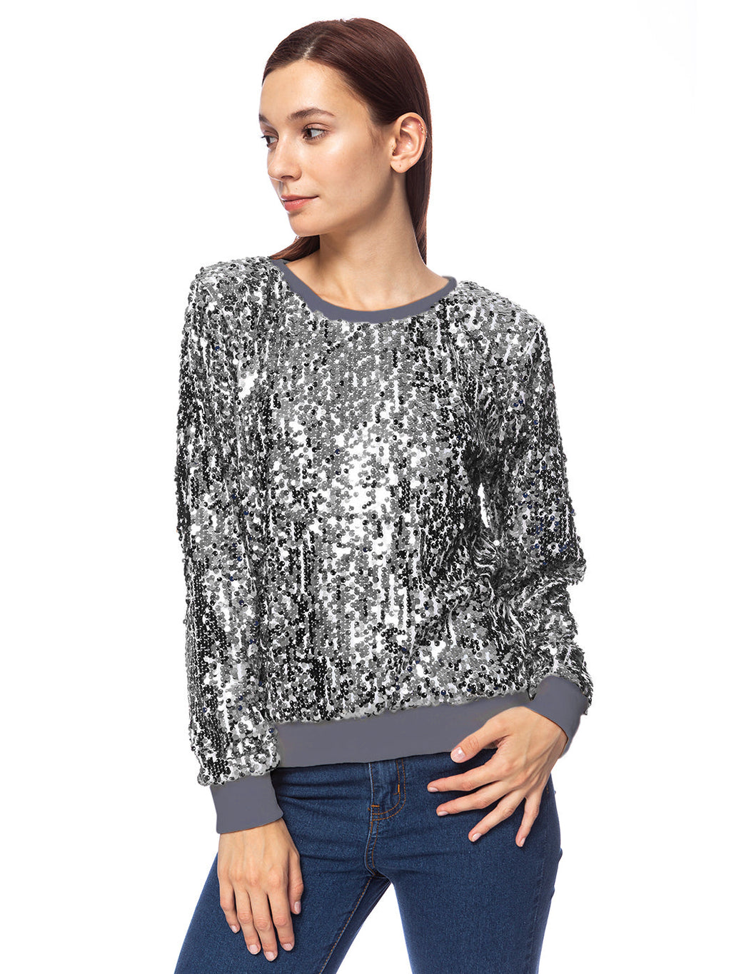 Sudadera con capucha y mangas largas con lentejuelas brillantes 