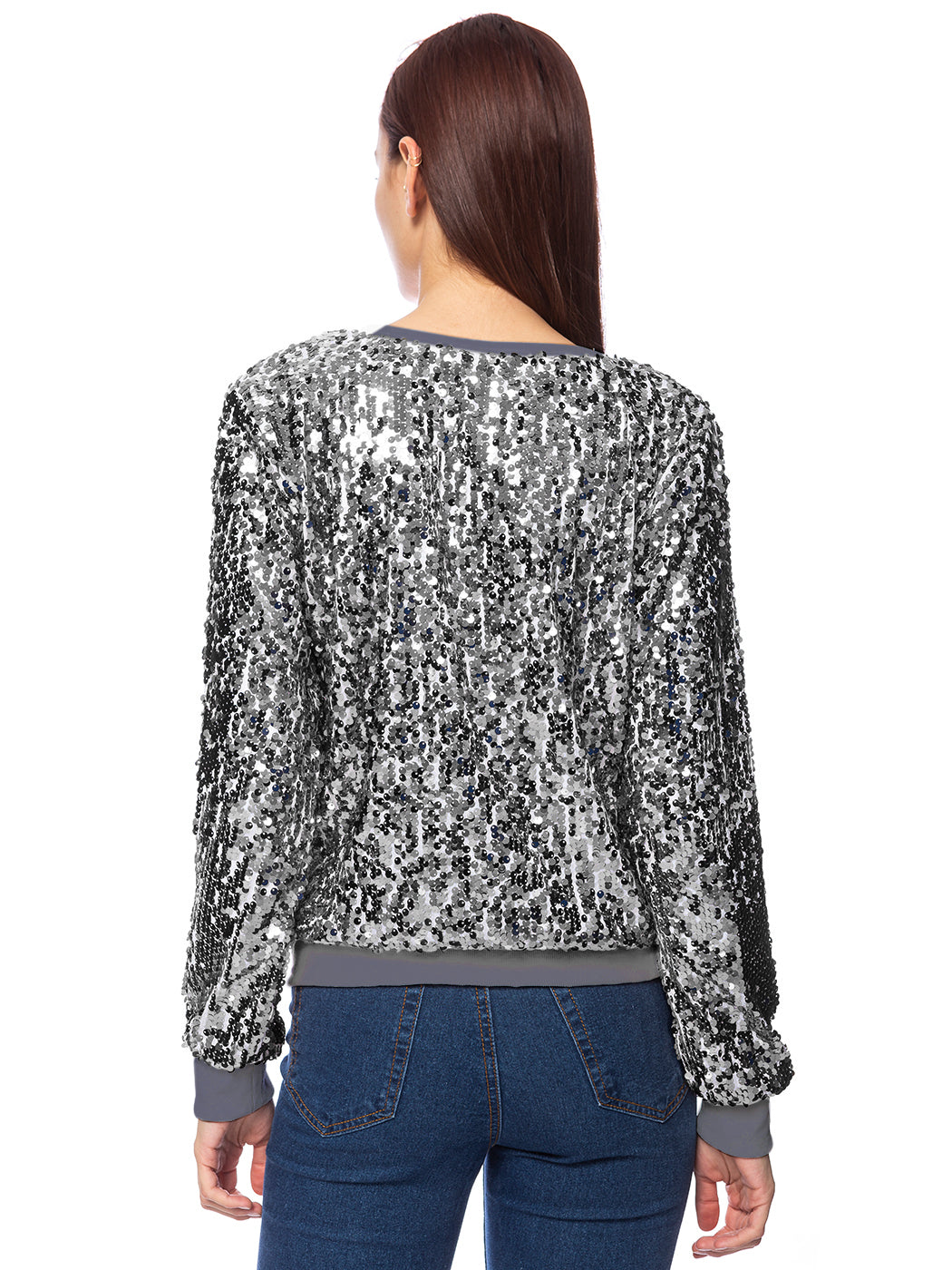 Sudadera con capucha y mangas largas con lentejuelas brillantes 