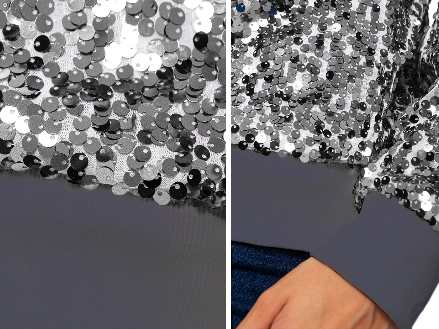 Sudadera con capucha y mangas largas con lentejuelas brillantes 