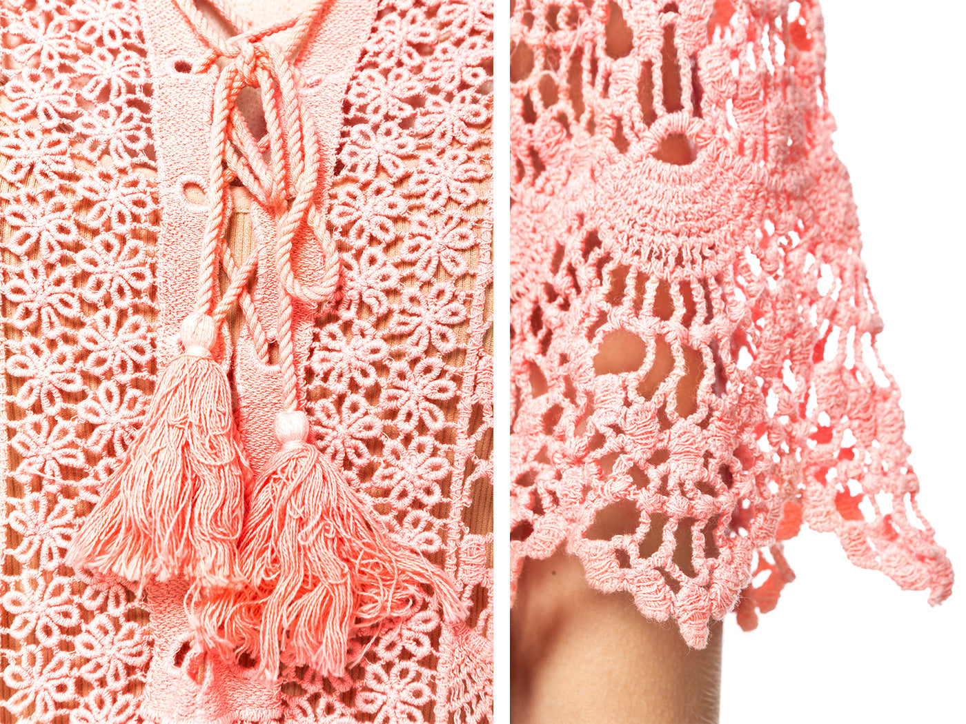 Top con lazo y cordón de crochet