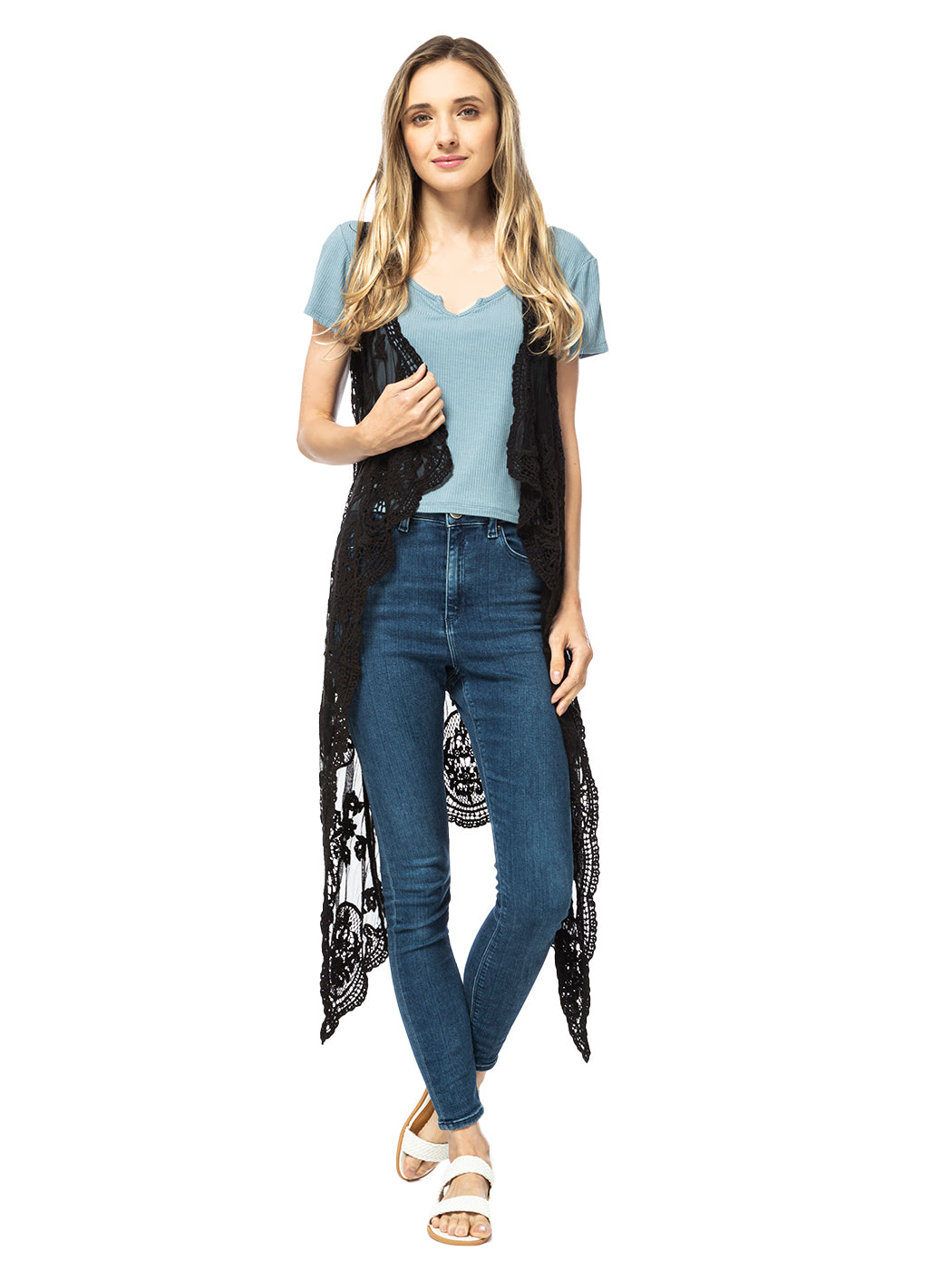 Floral Lace Boho Cardigan Vest