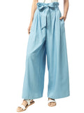 Jeans palazzo de pierna ancha con lazo de Chambray