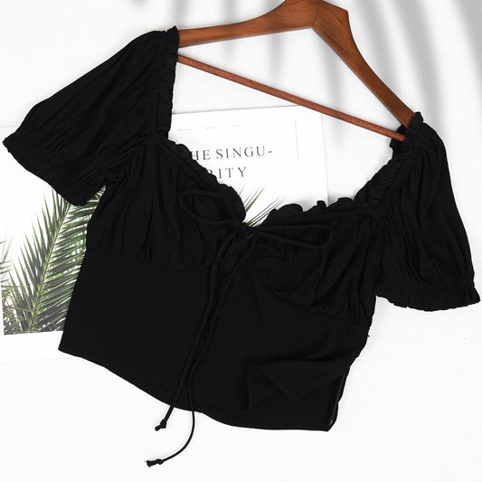 Top corto fruncido estilo boho