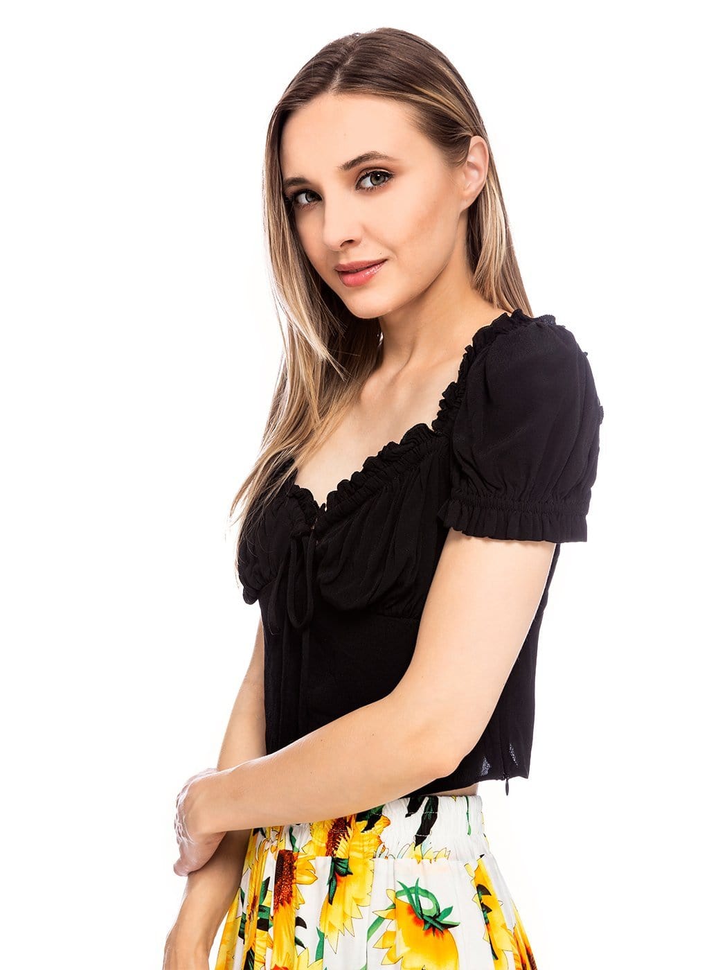 Top corto fruncido estilo boho