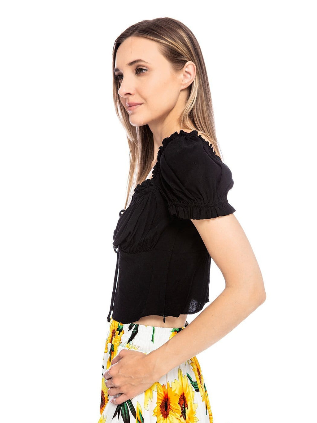 Top corto fruncido estilo boho