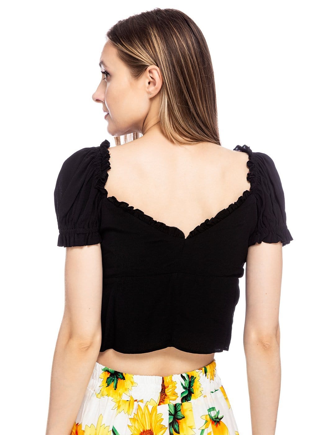 Top corto fruncido estilo boho