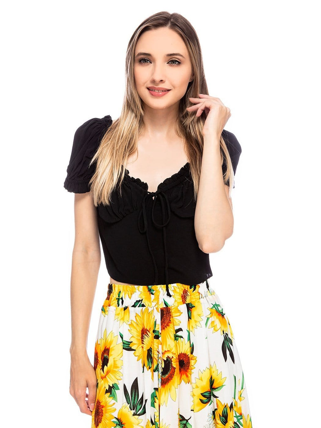 Top corto fruncido estilo boho
