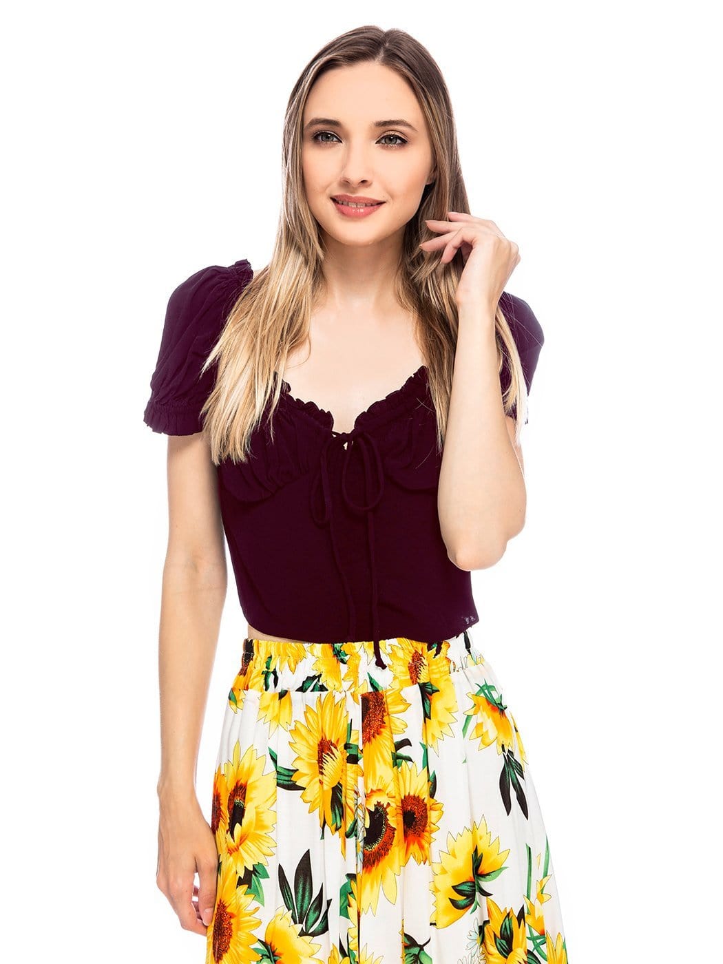 Top corto fruncido estilo boho