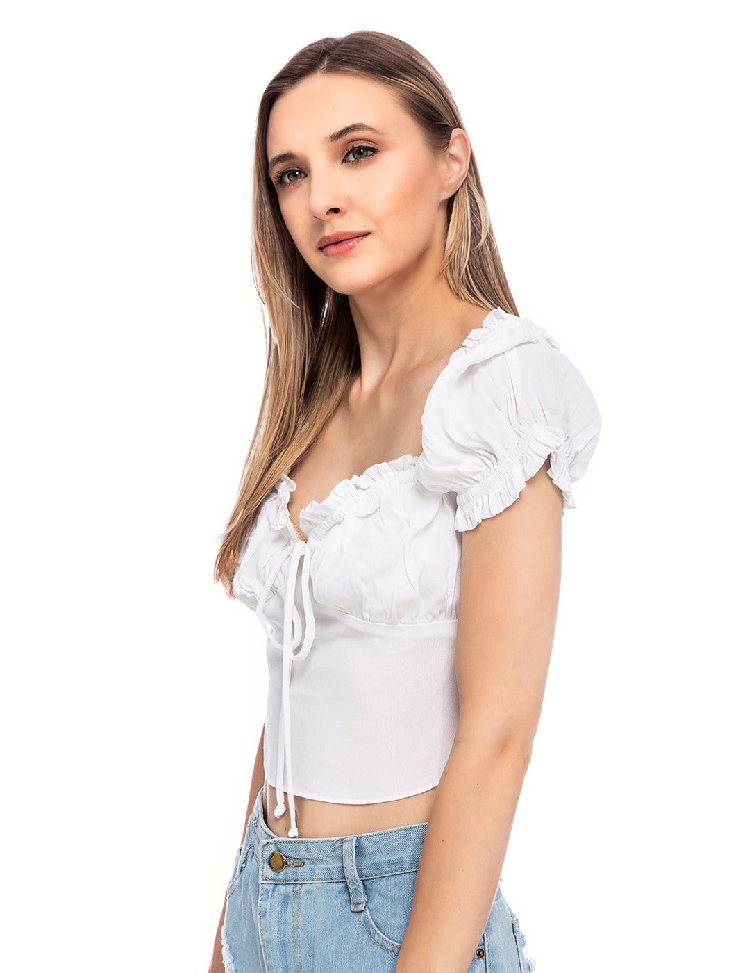 Top corto fruncido estilo boho