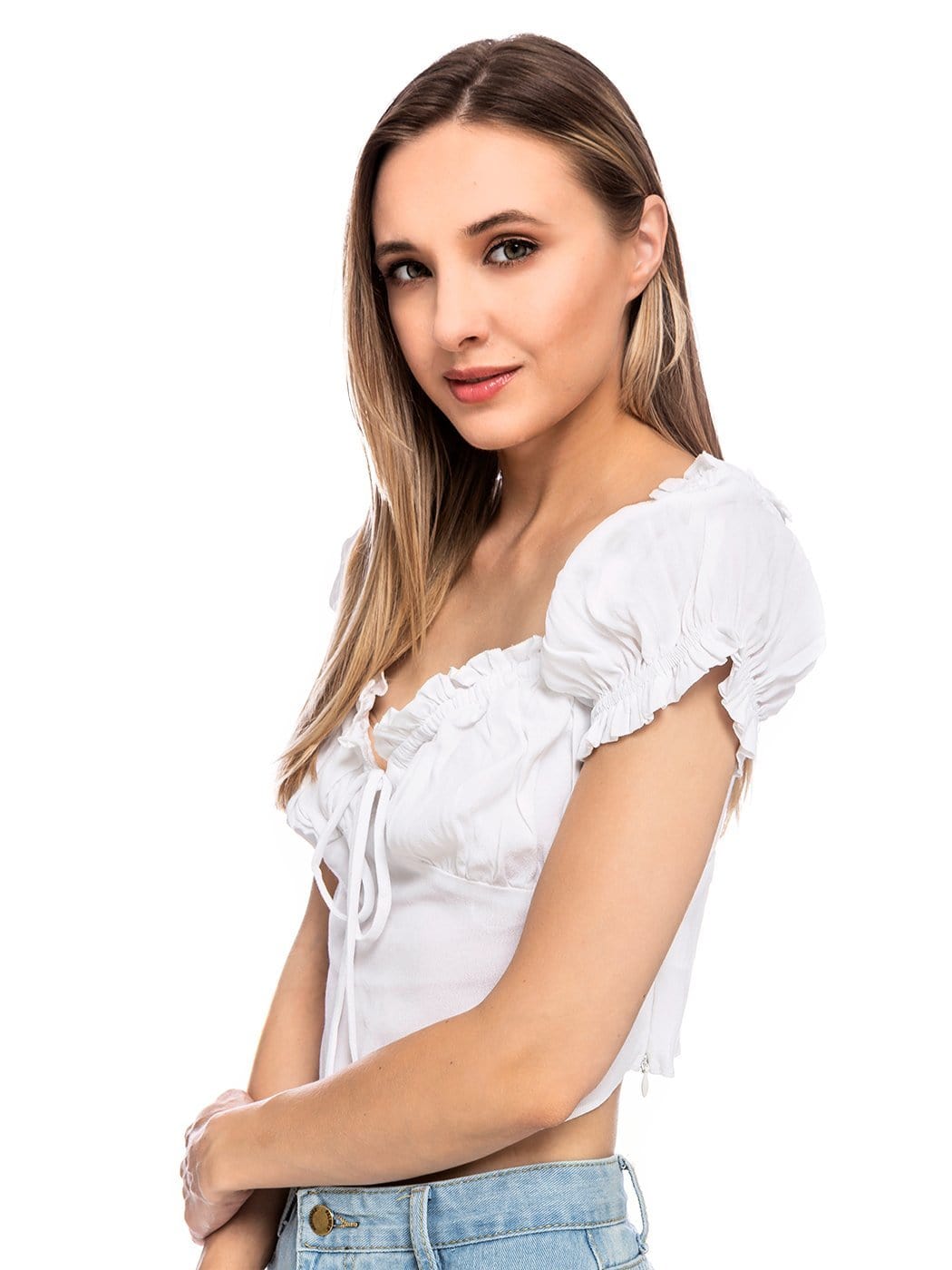 Top corto fruncido estilo boho