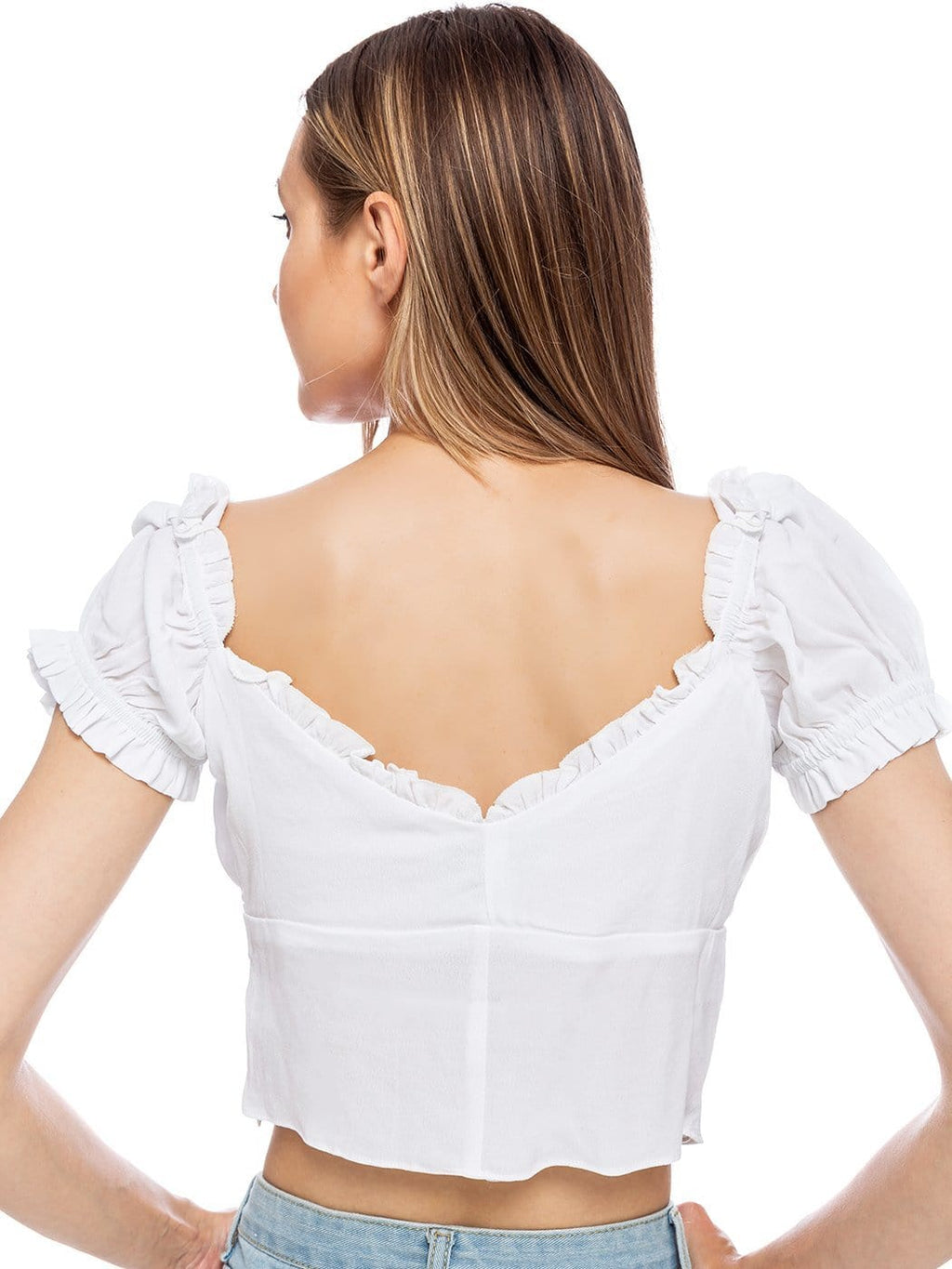 Top corto fruncido estilo boho