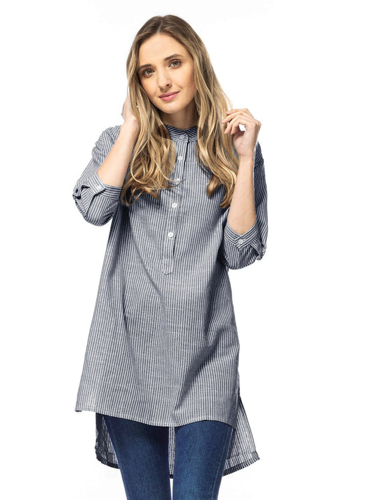 Camisa informal con mangas a rayas y botones