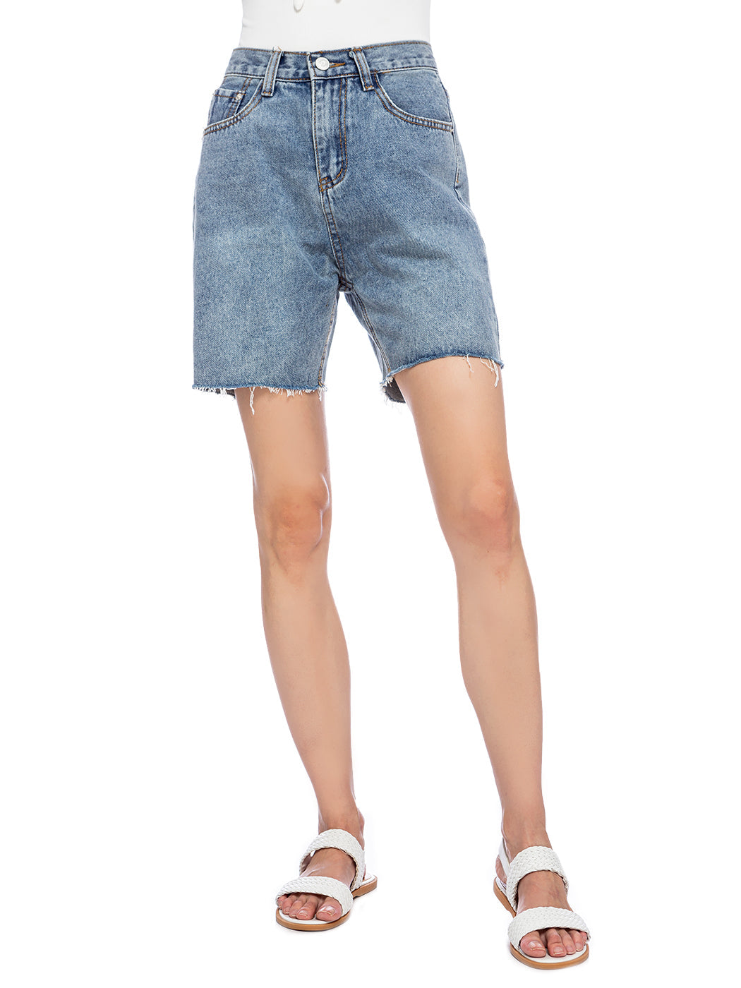 Bermudas de mezclilla con cintura alta