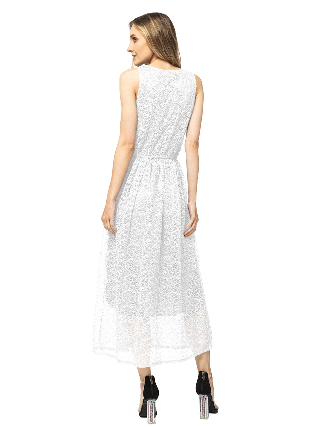 Vestido informal sin mangas con encaje floral