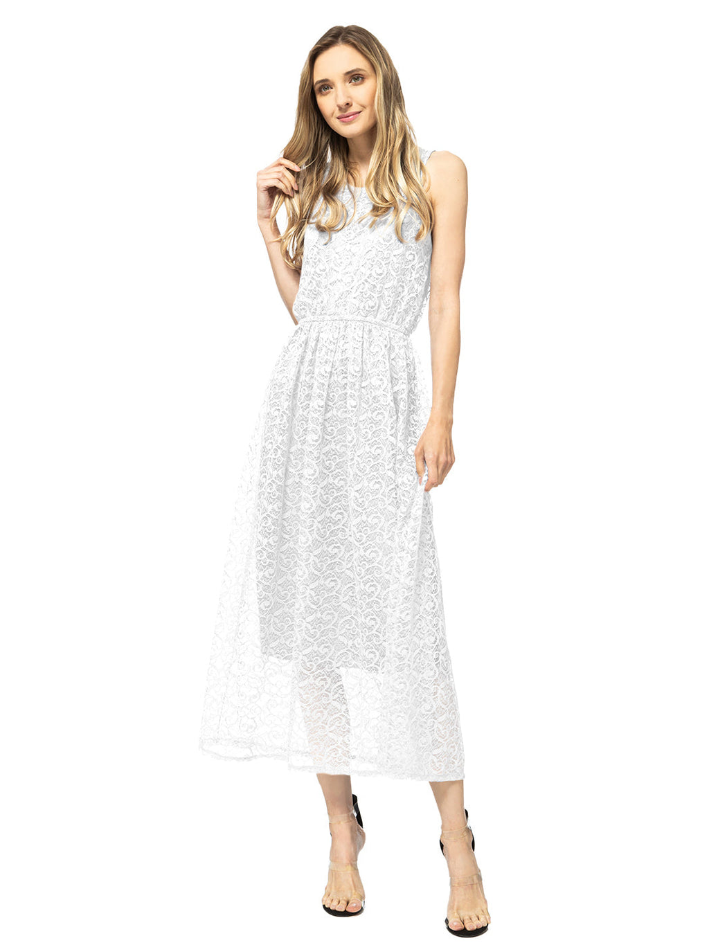 Vestido informal sin mangas con encaje floral