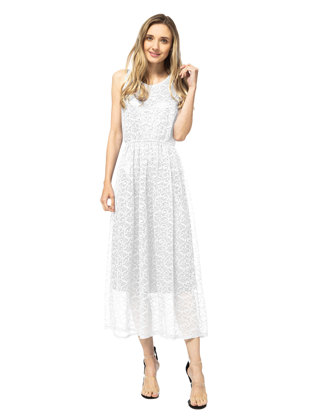 Vestido informal sin mangas con encaje floral