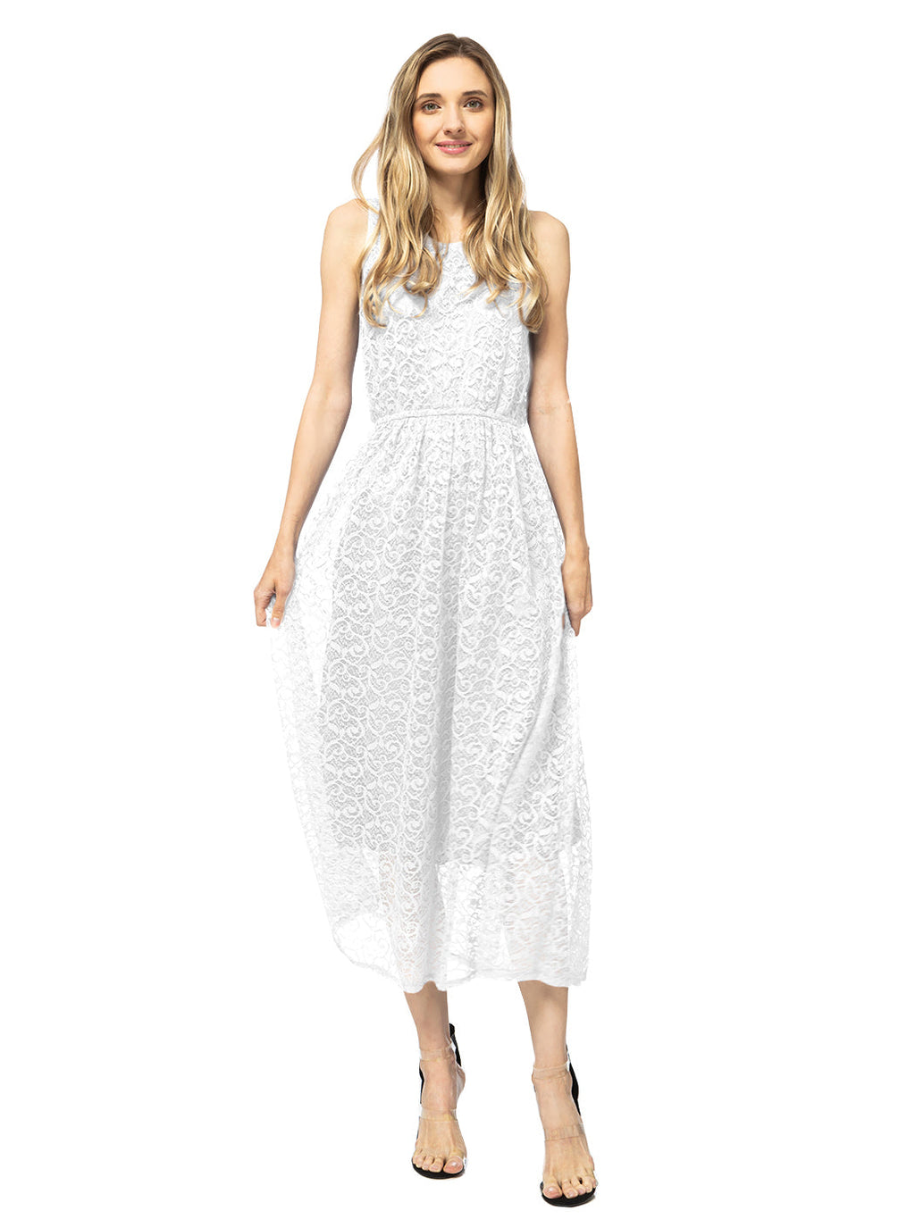Vestido informal sin mangas con encaje floral