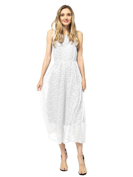 Vestido informal sin mangas con encaje floral