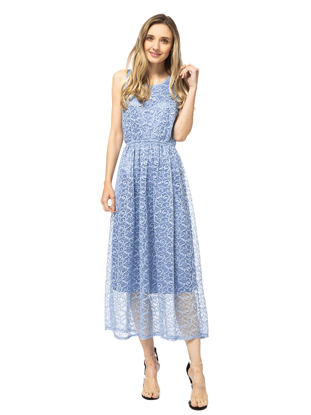 Vestido informal sin mangas con encaje floral