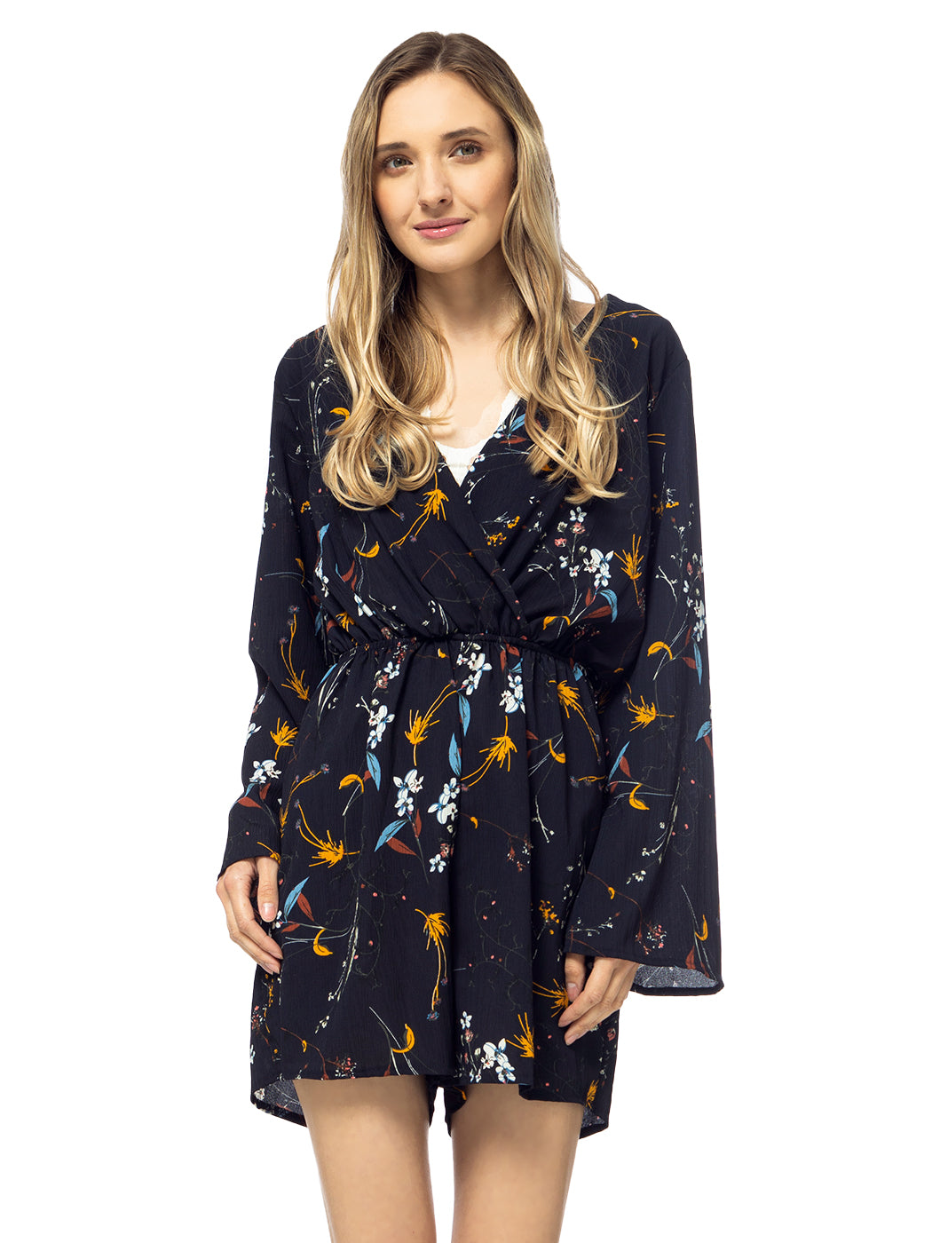 Mono de manga larga sin espalda con estampado floral