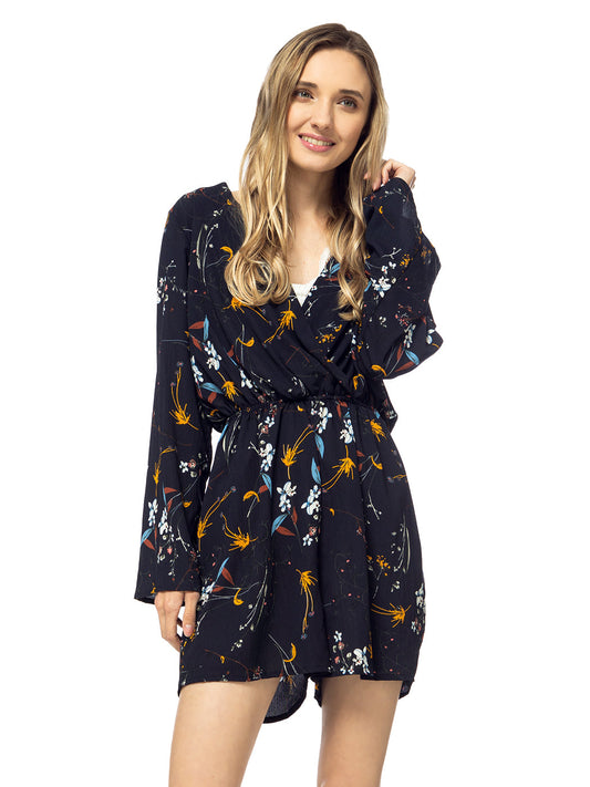 Mono de manga larga sin espalda con estampado floral