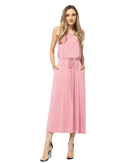 Vestido largo sin mangas con cordón ajustable