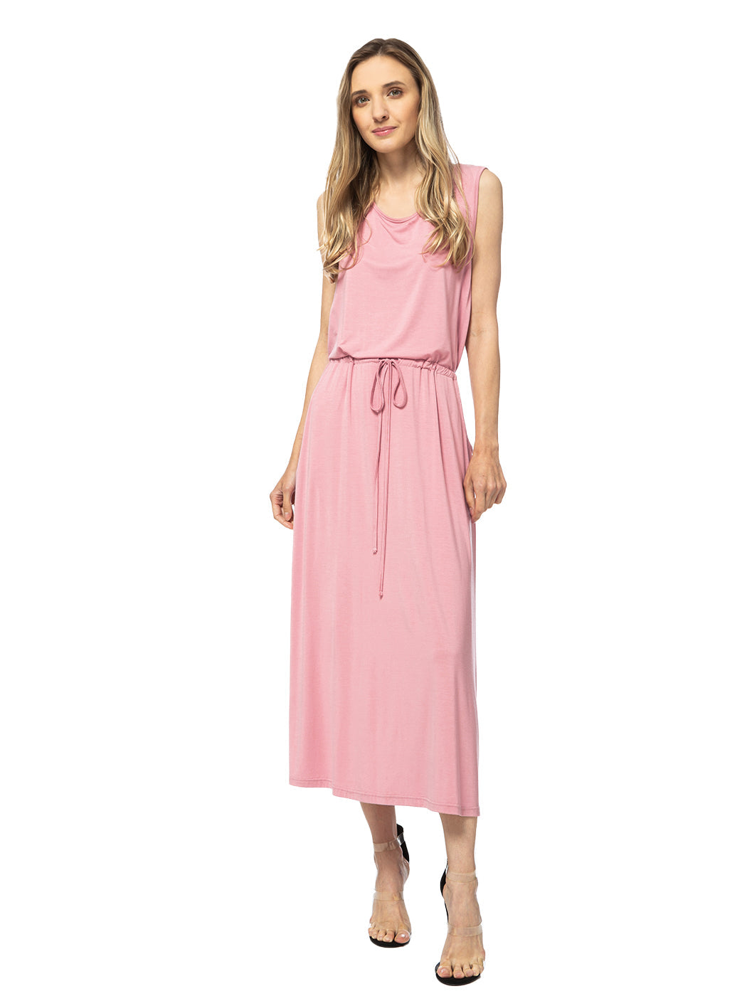Vestido largo sin mangas con cordón ajustable