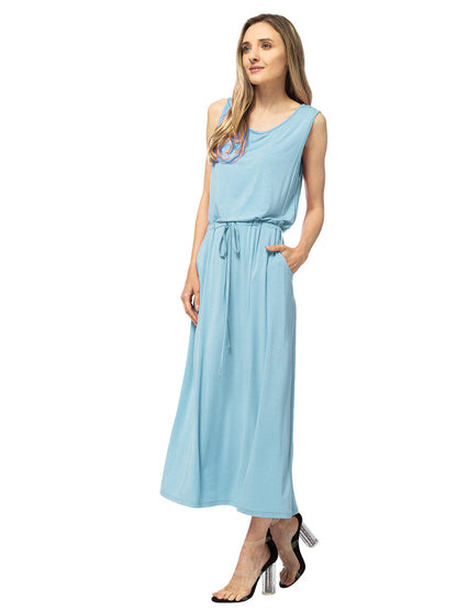 Vestido largo sin mangas con cordón ajustable
