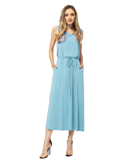 Vestido largo sin mangas con cordón ajustable