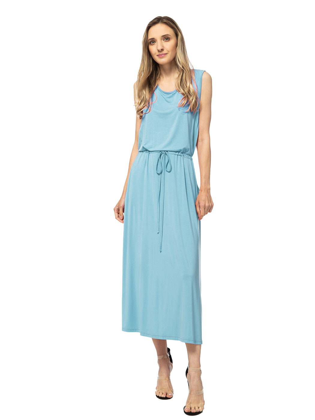 Vestido largo sin mangas con cordón ajustable