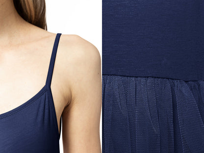 Vestido midi con volantes de tul y tutú