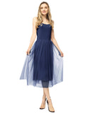 Vestido midi con volantes de tul y tutú