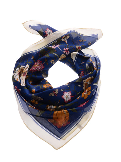 Pañuelo para la cabeza con estampado floral de satén de seda