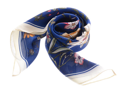 Pañuelo para la cabeza con estampado floral de satén de seda