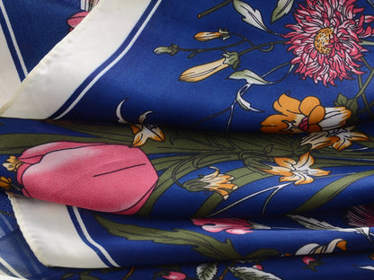 Pañuelo para la cabeza con estampado floral de satén de seda