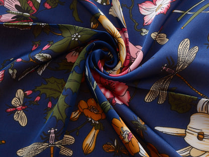 Pañuelo para la cabeza con estampado floral de satén de seda