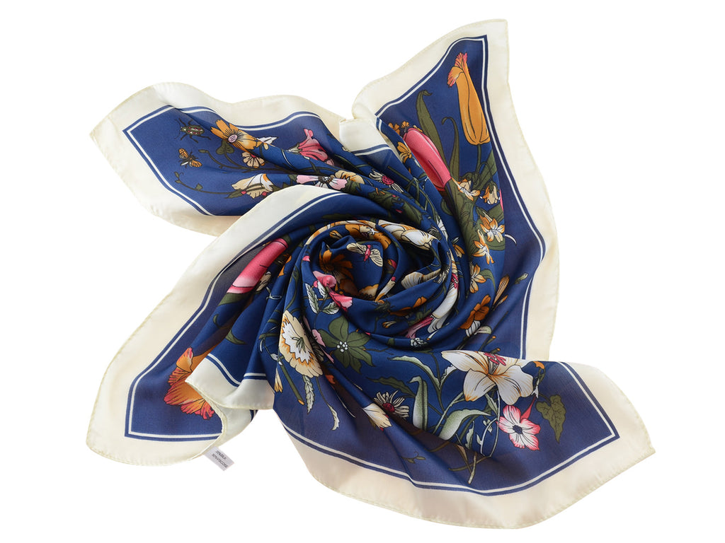 Pañuelo para la cabeza con estampado floral de satén de seda