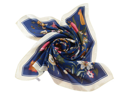Pañuelo para la cabeza con estampado floral de satén de seda