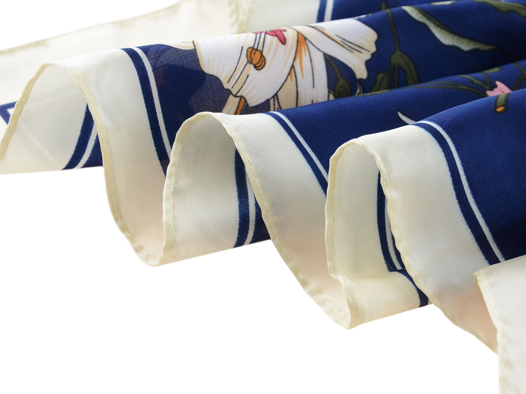 Pañuelo para la cabeza con estampado floral de satén de seda