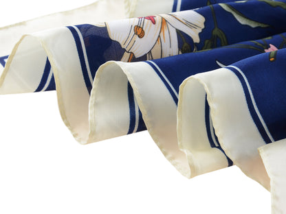 Pañuelo para la cabeza con estampado floral de satén de seda