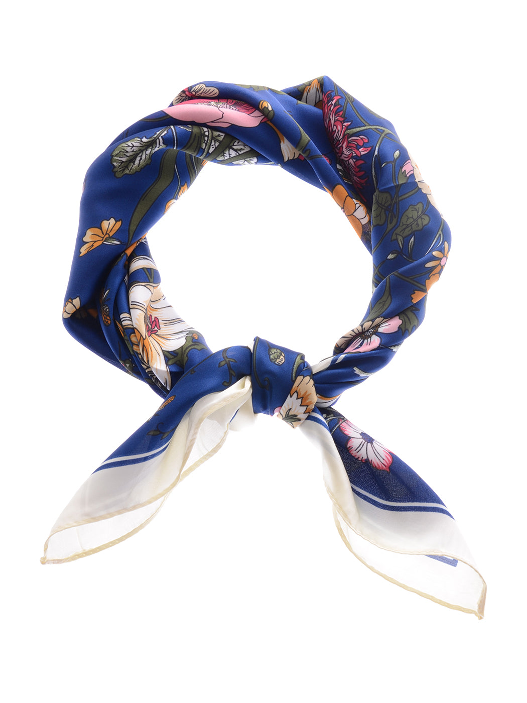 Pañuelo para la cabeza con estampado floral de satén de seda