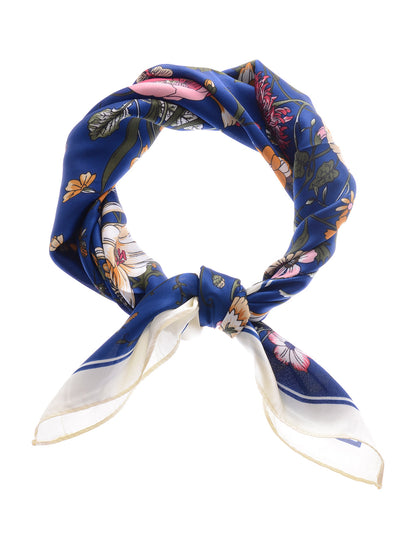 Pañuelo para la cabeza con estampado floral de satén de seda