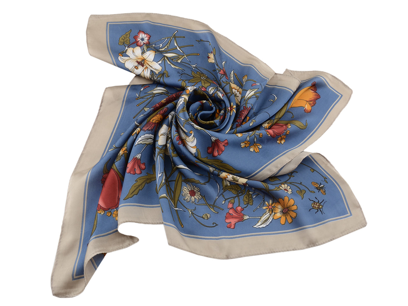 Pañuelo para la cabeza con estampado floral de satén de seda