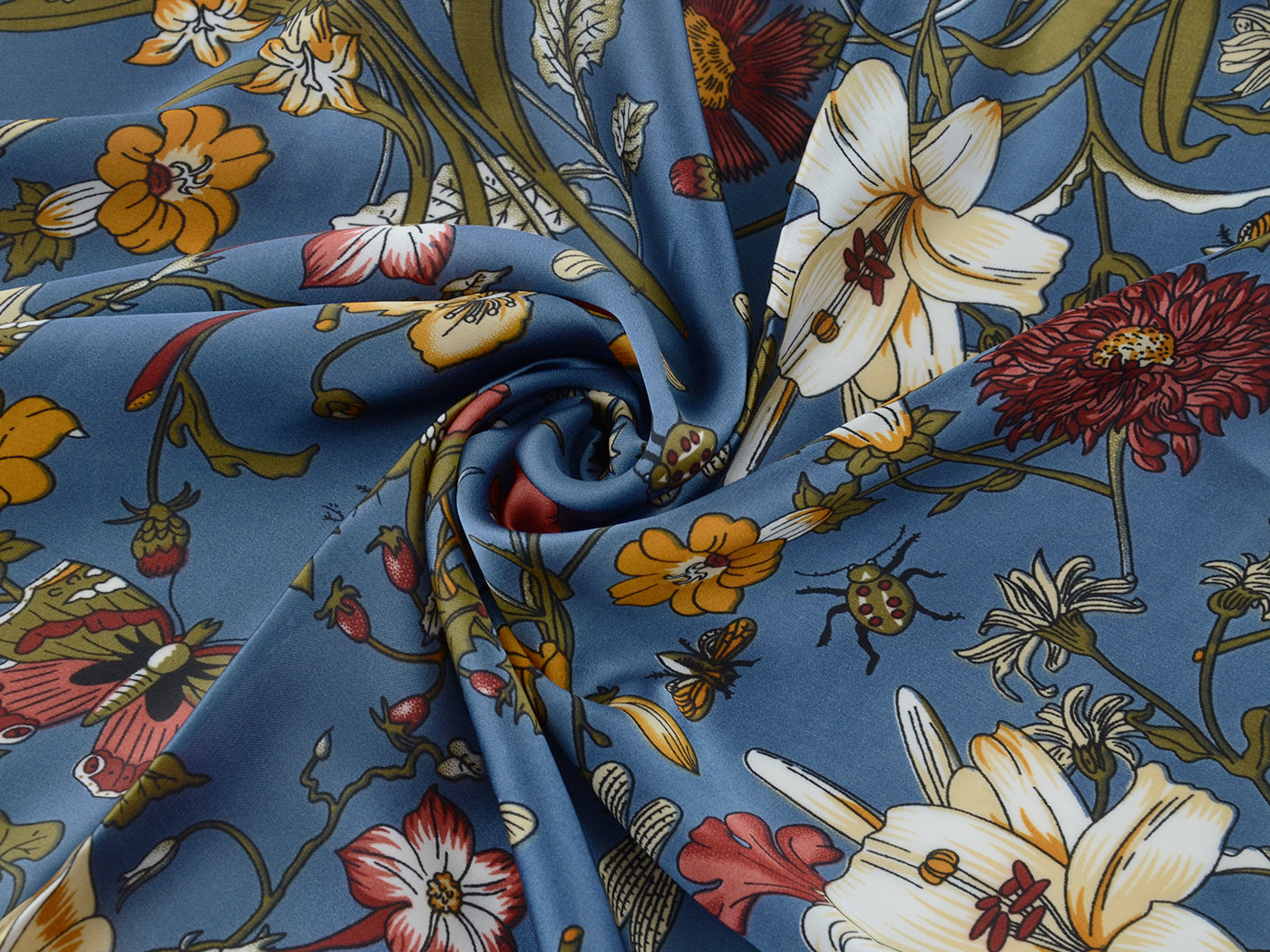 Pañuelo para la cabeza con estampado floral de satén de seda