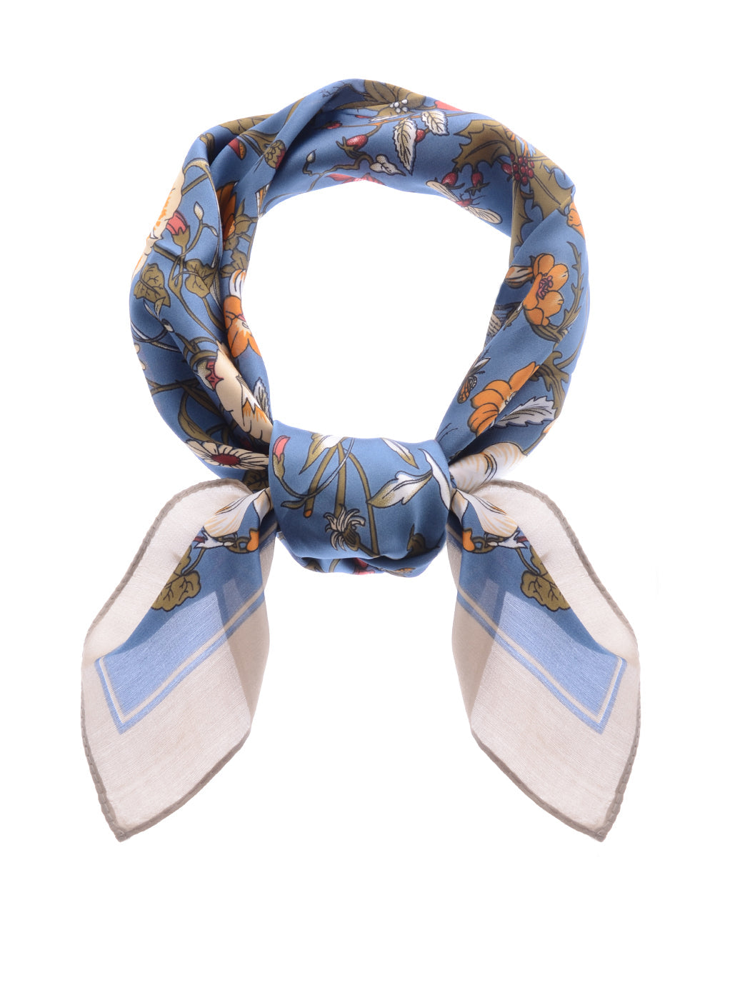 Pañuelo para la cabeza con estampado floral de satén de seda