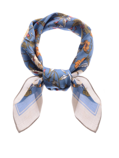 Pañuelo para la cabeza con estampado floral de satén de seda