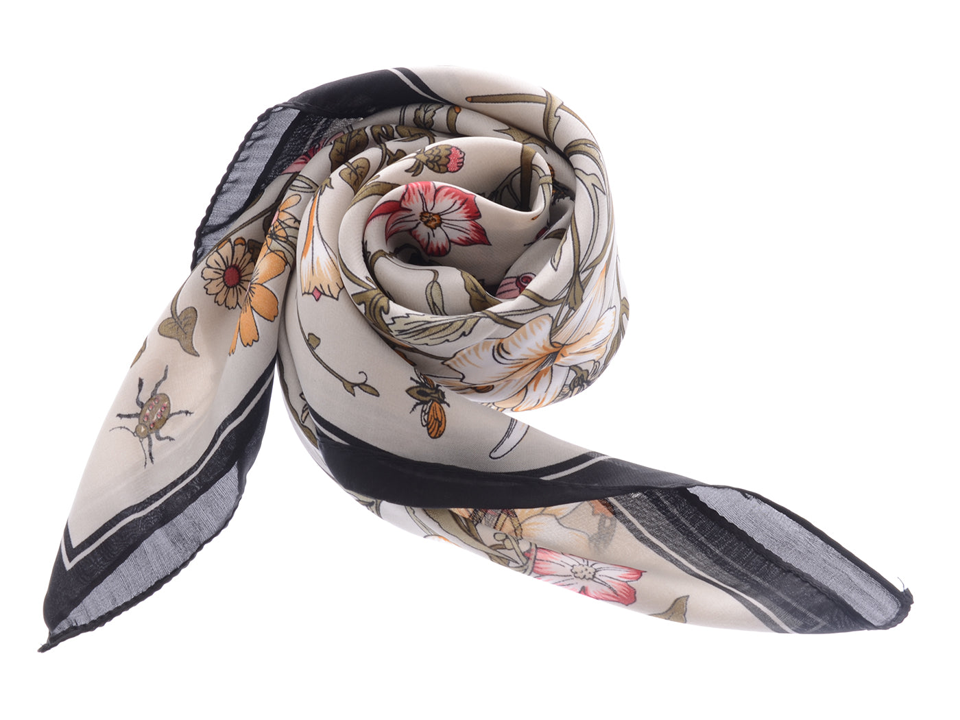 Pañuelo para la cabeza con estampado floral de satén de seda